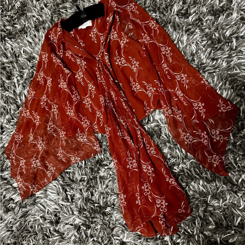 Cinq à Sept Terracotta Floral Blouse
